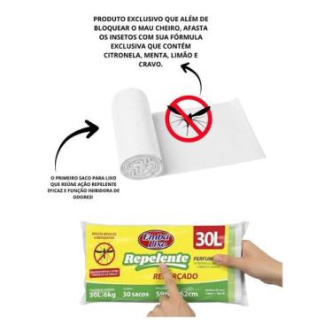 Imagem de Saco De Lixo Repelente Insetos 30und + Brinde 30l Reforçado - Emba Lix