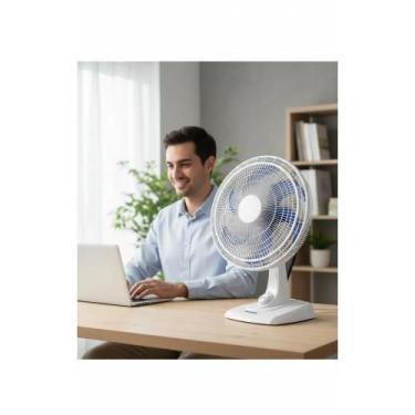 Imagem de Ventilador de Mesa Super Power 40cm 140W Branco/Azul - Congratulations