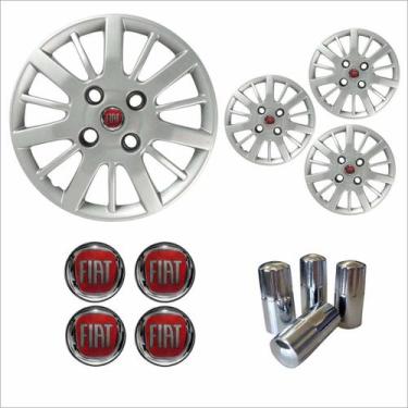 Imagem de Jogo Calota Aro 14 Siena Palio 2009 2010 Fiat + Emblema Resinado + Tam