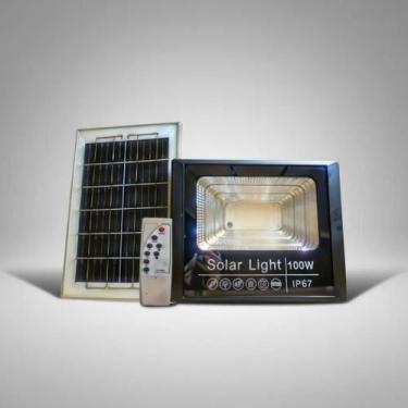 Imagem de Refletor Holofote Preto Luz Solar 100W Led 6000K 127v Branco Frio Plac