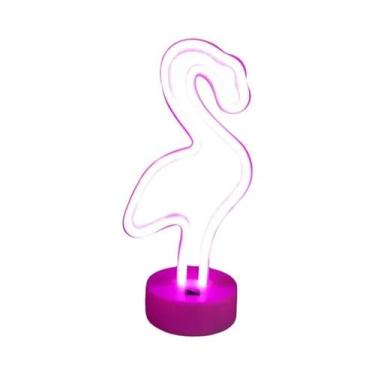Imagem de Luminária LED Neon Flamingo Alimentada Por USB, Lâmpada Noturna Para F