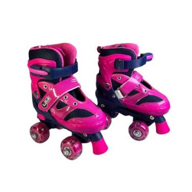 Imagem de Patins Infantil 4 Rodas com LED 31-34 - Rosa - UNIK