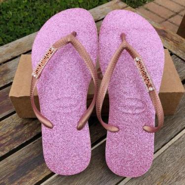 Imagem de Chinelo  slin com glitter rosa - HAVAIANAS
