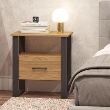 Imagem de Mesa de Cabeceira Estilo industrial 60cm com gaveta 100% MDF F37 Dalla