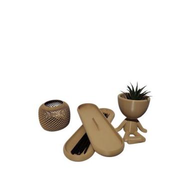 Imagem de Kit Decoração Meditação Zen Vaso Porta Vela e Incensário - 3d