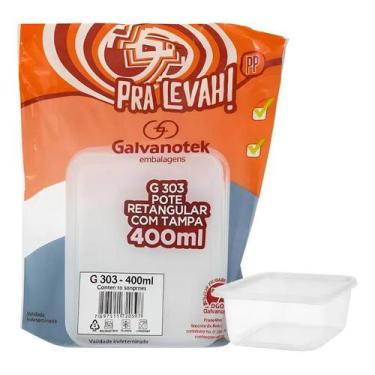Imagem de Kit 80 Pote Plástico 400ml c Tampa Freezer Microonda Marmita Fit Vasil