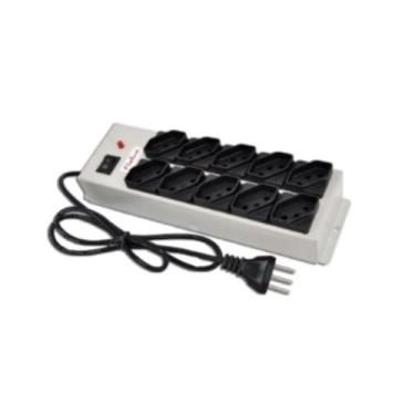 Imagem de Filtro de Linha Bivolt 10 Tomadas gabinete em Metal Branco - Fiolux