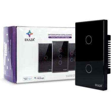 Imagem de Interruptor Inteligente Wifi Novadigital 2 Tecla Botao Preto - EKAZA