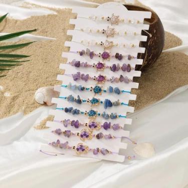 Imagem de Conjunto De Pulseiras De Pedra Tartaruga Boêmia Com 12 Peças Para Féri