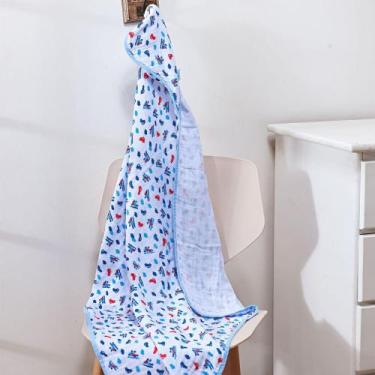 Imagem de Toalha De Banho Infantil C/ Capuz Aviõezinhos Baby Joy Soft Azul