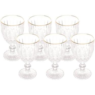 Imagem de Conjunto de 6 taças de água de vidro com fio dourado greek 345ml - Wol