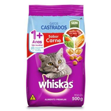 Imagem de Ração para Gatos Whiskas Gatos Castrados Sabor Carne com 500g