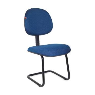 Imagem de Cadeira Executiva Pé Contínuo Tecido Azul Com Preto - Shopcadeiras