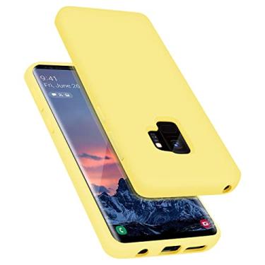 Imagem de E Segoi Projetada para Galaxy S9, capa à prova de choque de borracha gel de silicone líquido, almofada de forro de pano de microfibra macia compatível com Galaxy S9 de 5,8 polegadas (amarelo)