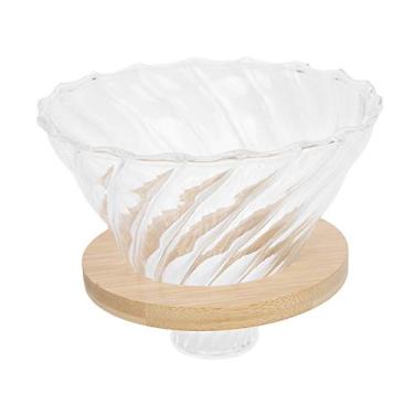 Imagem de Despeje sobre o copo de filtro de cone gotejador de café acessórios para cafeteira com base de madeira