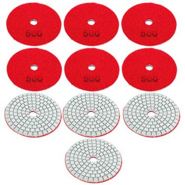Imagem de 10 unidades de almofadas de polimento de diamante de 7,6 cm molhadas/secas 500 grãos vermelhos para mármore de concreto de pedra de granito