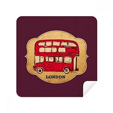 Imagem de Pacote com 2 unidades de tecido de camurça com estampa de guarda-chuva de ônibus vermelho