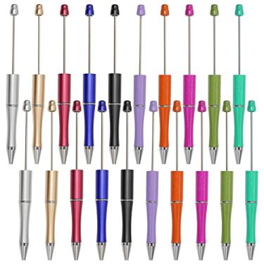 Imagem de jiebor 20 canetas esferográficas com contas de plástico, canetas esferográficas de tinta preta, canetas faça-você-mesmo, canetas fofas para estudantes, professores, noivas, formaturas, presentes, escritório, materiais escolares