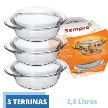 Imagem de Travessa Vidro Terrina 2,8L Base 1,9L Tampa 0,9L Nadir - 3Un