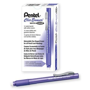 Imagem de Pentel ZE22V, Clic Borracha Grip, Borracha Retrátil, Barril Violeta, Caixa com 12