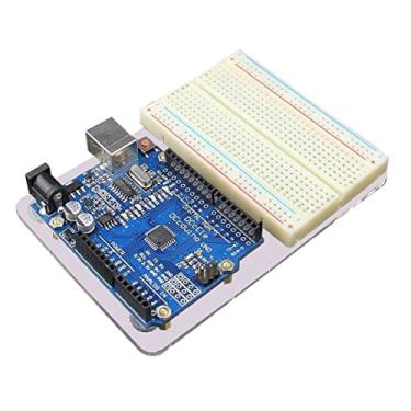 Imagem de Placa de base transparente de acrílico JBtek e painel de distribuição otimizador de terminal para Arduino UNO R3