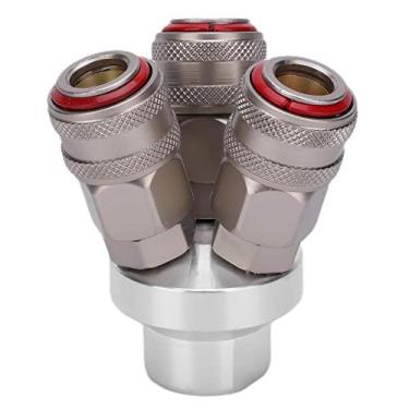 Imagem de Acoplador Rápido de 3 Vias, G1/4In, Encaixe Pneumático, Operação com Uma Mão Sem Aço Carbono de Dupla Ranhura Embutida para Conexão de Tubos Pneumáticos 3.0Mpa