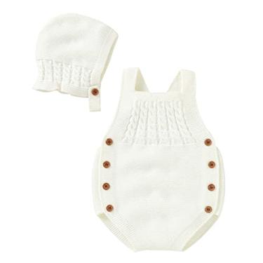 Imagem de Macaquinho de malha de algodão para bebês recém-nascidos sem mangas menino menina suéter roupas de moletom infantil (branco, 12 a 18 meses)