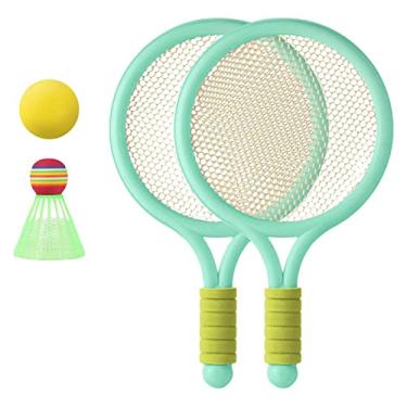 Imagem de DYNWAVE Conjunto De Raquetes De Tênis Infantil Durável 1 Peça Bolas De Tênis 1 Peça Badminton Para Esportivo Jogadores Iniciantes Jardim De Infância Bebê, Verde