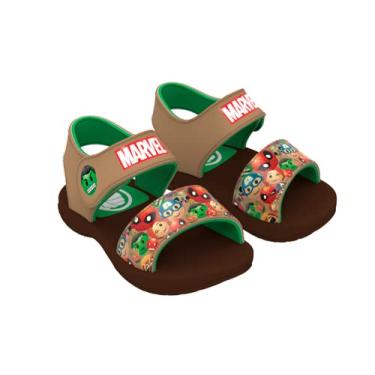 Imagem de Sandália Marvel Little Heroes, Grendene Kids, Bebê Meninos, Marrom/Verde, 19