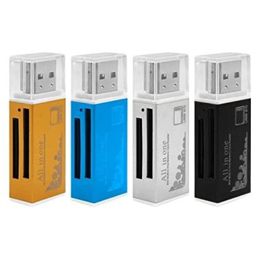 Imagem de VizGiz Pacote com 4 Leitor de cartão micro SD de alumínio USB 2.0 Mini Multi 4 Slots Leitor de Cartão de Memória Conversor Adaptador para Micro MS M2 SD MMC SDHC DV MS Duo Memory Stick PRO MicroSD T-Flash TF