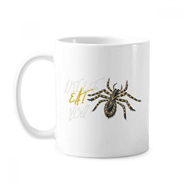 Imagem de Caneca de cerâmica cerâmica com ilustração de teia de aranha de inseto xícara de porcelana de café