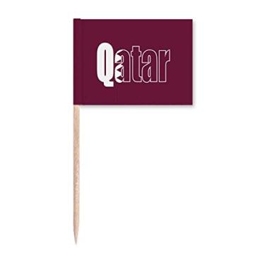 Imagem de Bandeira do país do Qatar com nome Art Deco presente moda palito de dentes marcadores decoração de festa