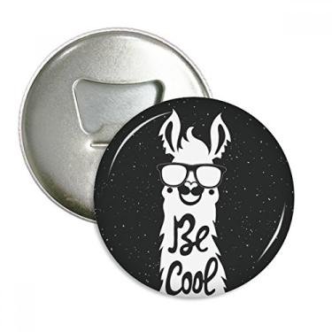 Imagem de Be Cool Alpaca Preto Branco Citação Abridor de Garrafas Imã de Geladeira Emblema Multifuncional