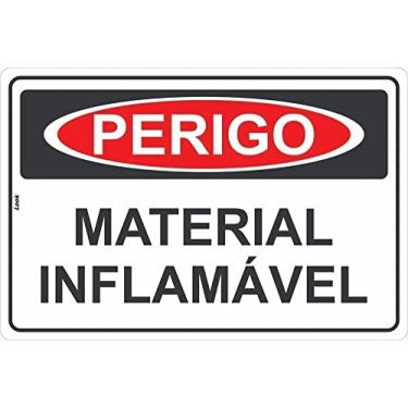 Imagem de Placa Sinalização Perigo Material Inflamável Cuidado 20X30CM