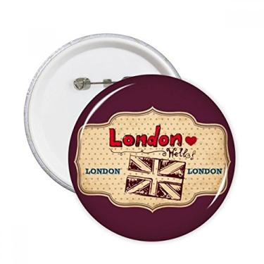 Imagem de Emblema redondo Reino Unido London Union Jack Carimbo Alfinetes Emblema de Botão Decoração 5 peças