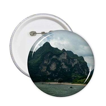 Imagem de Alfinetes de fotografia de montanhas e rios, botão de crachá redondo decoração de roupas 5 peças