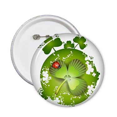 Imagem de Broche de trevo de quatro folhas Irlanda Dia de São Patrício com emblema de botão para decoração 5 peças
