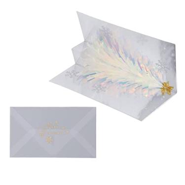 Imagem de Cartão Pop-up de Natal, Cartão Pop-up de Papel Decorativo Com Design Em Relevo Com Envelope para Presente de Amigos da Família (Azul)