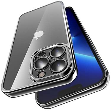 Imagem de Capa de revestimento de acrílico de luxo para iphone 13 pro max transparente capa dura de tpu galvanizado para iphone 13 pro max, preto, para iphone 13 pro