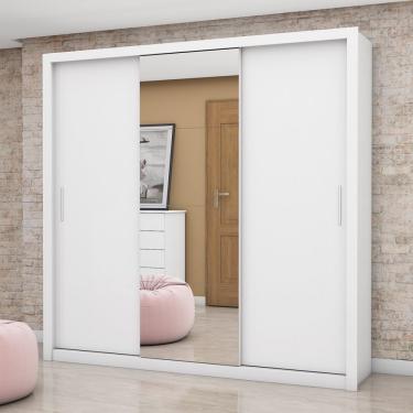Imagem de Guarda Roupa Casal Espelho 3 Portas 4 Gavetas Luna Plus Carioca Móveis - Branco