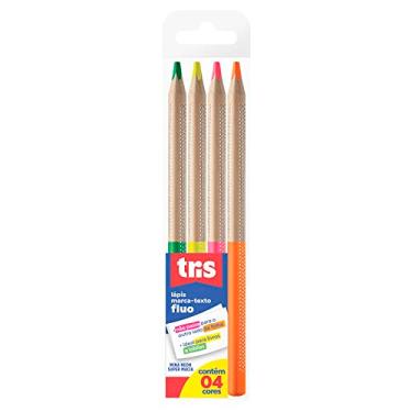Imagem de Caneta Marca Texto Tris Lapis Neon Jumbo 4Cores Estojo - 91686
