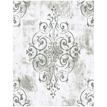 Imagem de HaokHome vintage damasco descascar e colar vinil branco autoadesivo decorativo 45 x 300 CM