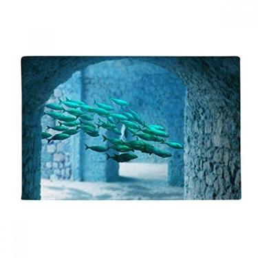 Imagem de DIYthinker Tapete para porta de banheiro com imagem da natureza Ocean Fish Science Tapete antiderrapante