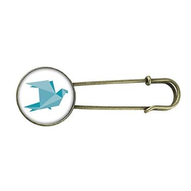 Imagem de Broche de metal retrô com estampa de pombo abstrata de origami verde