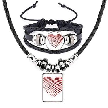 Imagem de Red Radiate Dots Conjunto de joias de couro para colar Dia dos Namorados