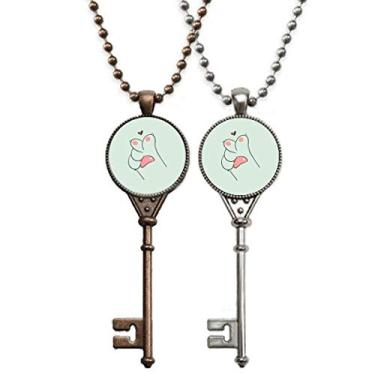 Imagem de OFFbb-USA Pingente de argola de animação adorável Mignon chaveiro chaveiro decoração para casais