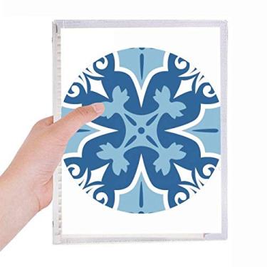 Imagem de Marrocos — Caderno decorativo floral azul com ilustração de folhas soltas para diário recarregável