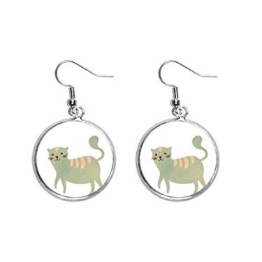 Imagem de Brinco de prata com pingente em aquarela de gato ciano fofo joia feminina