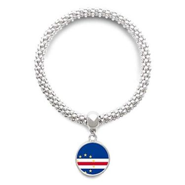 Imagem de DIYthinker Pulseira de prata com pingente de prata com bandeira nacional da África do Cabo Verde