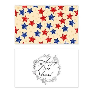 Imagem de Pentagrama Azul Vermelho Elementos Country Ano Novo Festival Cartão Bless Mensagem Presente